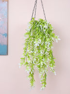 2.5 Feet Premium Artificial White Eucalyptus Hanging Plants - Pack of 2- Premium Artificial Hanging Plant for Home and Office Decor for indoor and outdoor use 