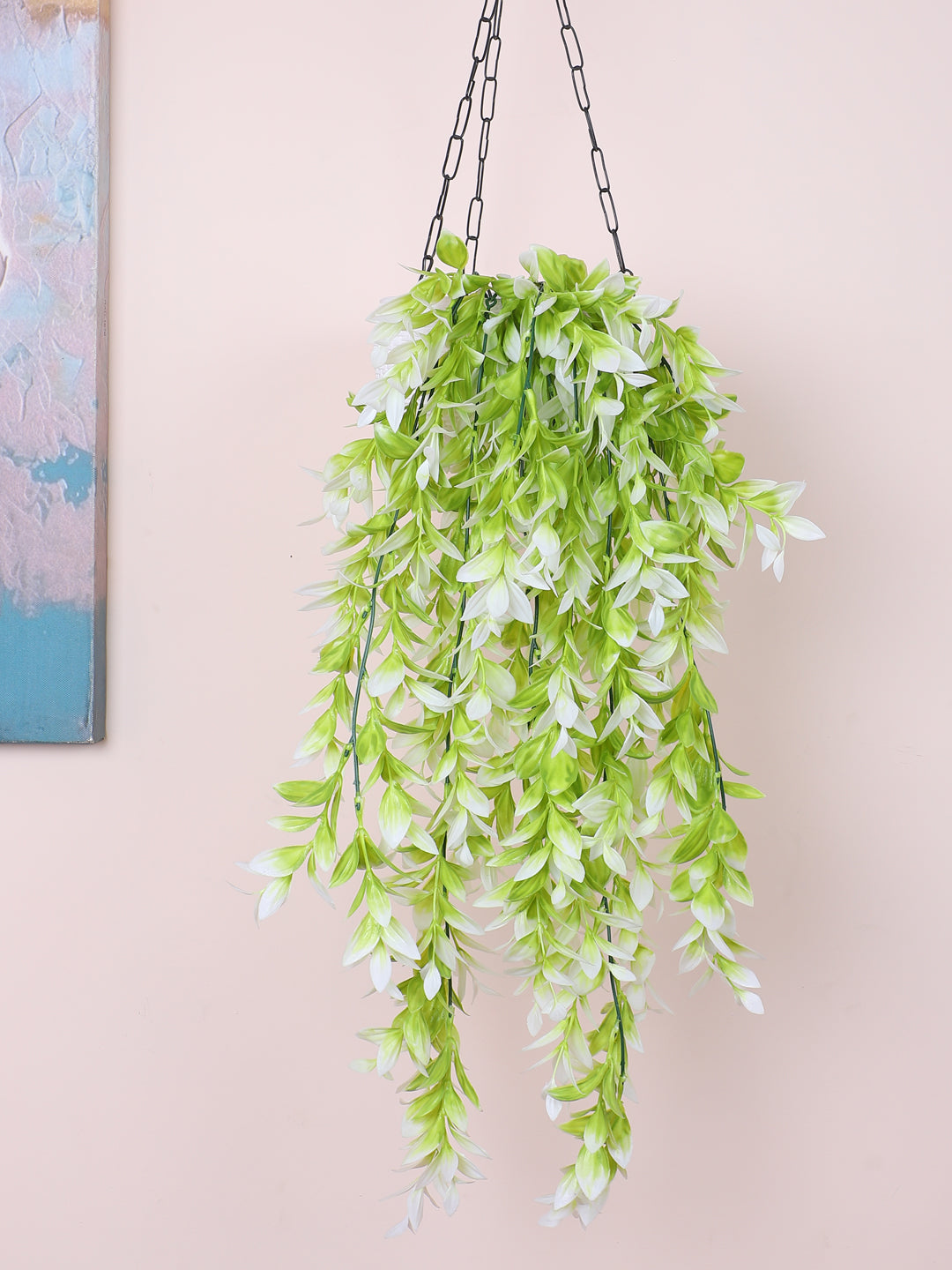 2.5 Feet Premium Artificial White Eucalyptus Hanging Plants - Pack of 2- Premium Artificial Hanging Plant for Home and Office Decor for indoor and outdoor use 