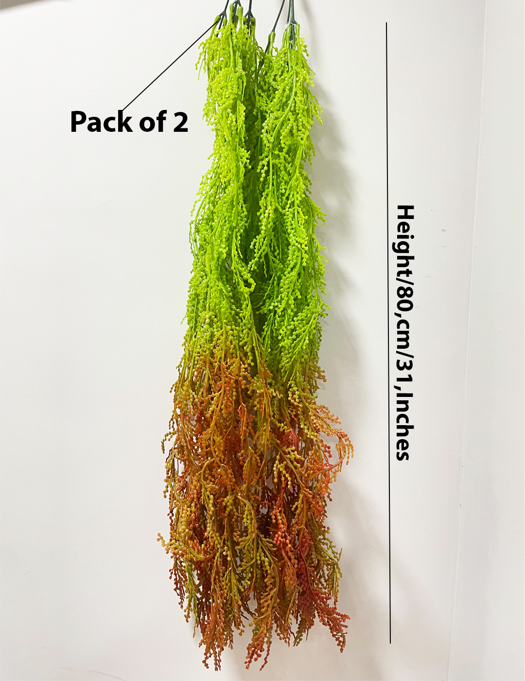 2.6 Feet Artificial Hanging Green and Red Creeper Plants without Pot- Set of 2- Artificial Hanging Plant for Home and Office Decor for indoor and outdoor use