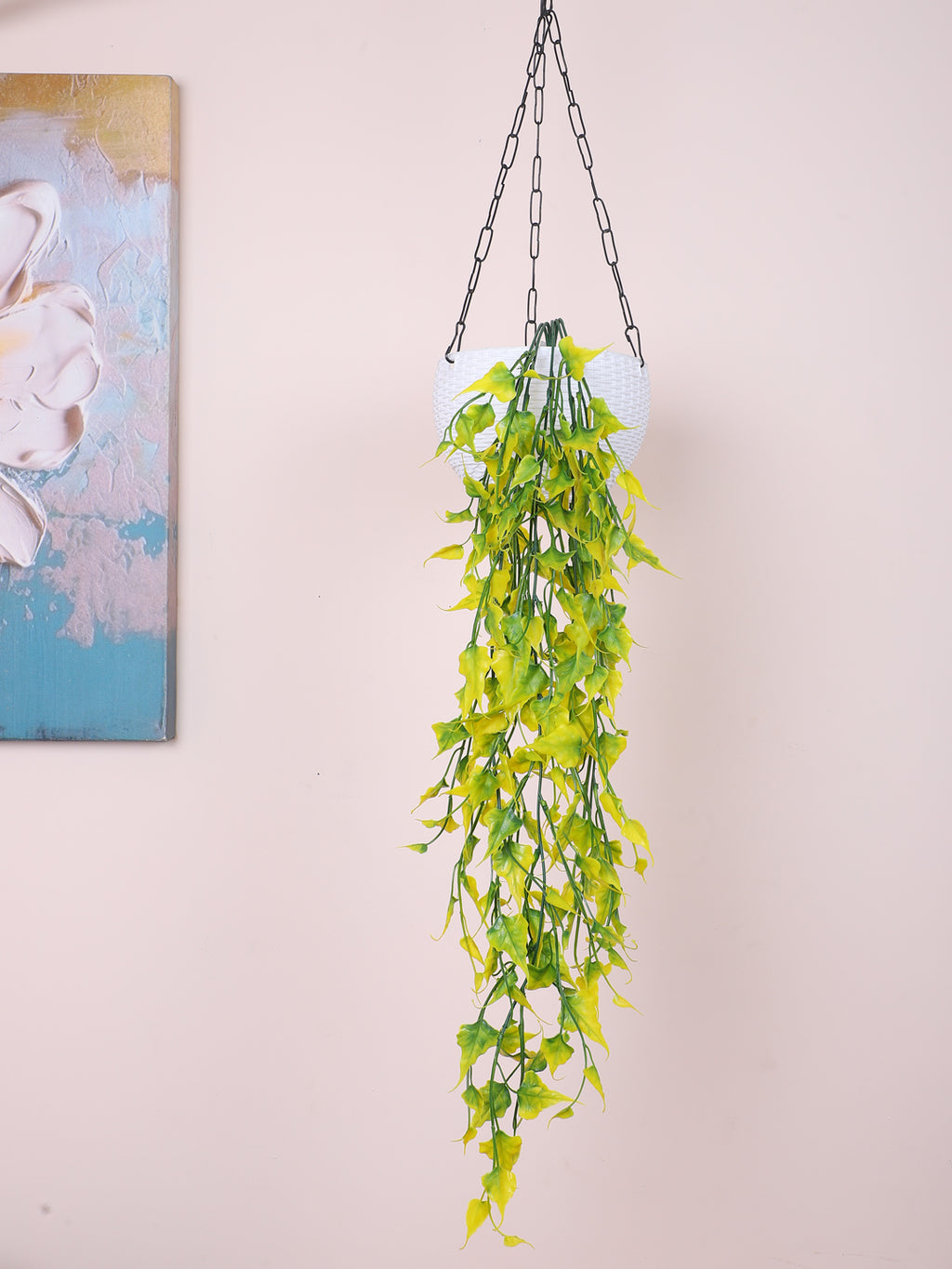 2.6 Feet Premium Artificial Yellow Eucalyptus Hanging Plants - Pack of 2- Premium Artificial Hanging Plant for Home and Office Decor for indoor and outdoor decor 
