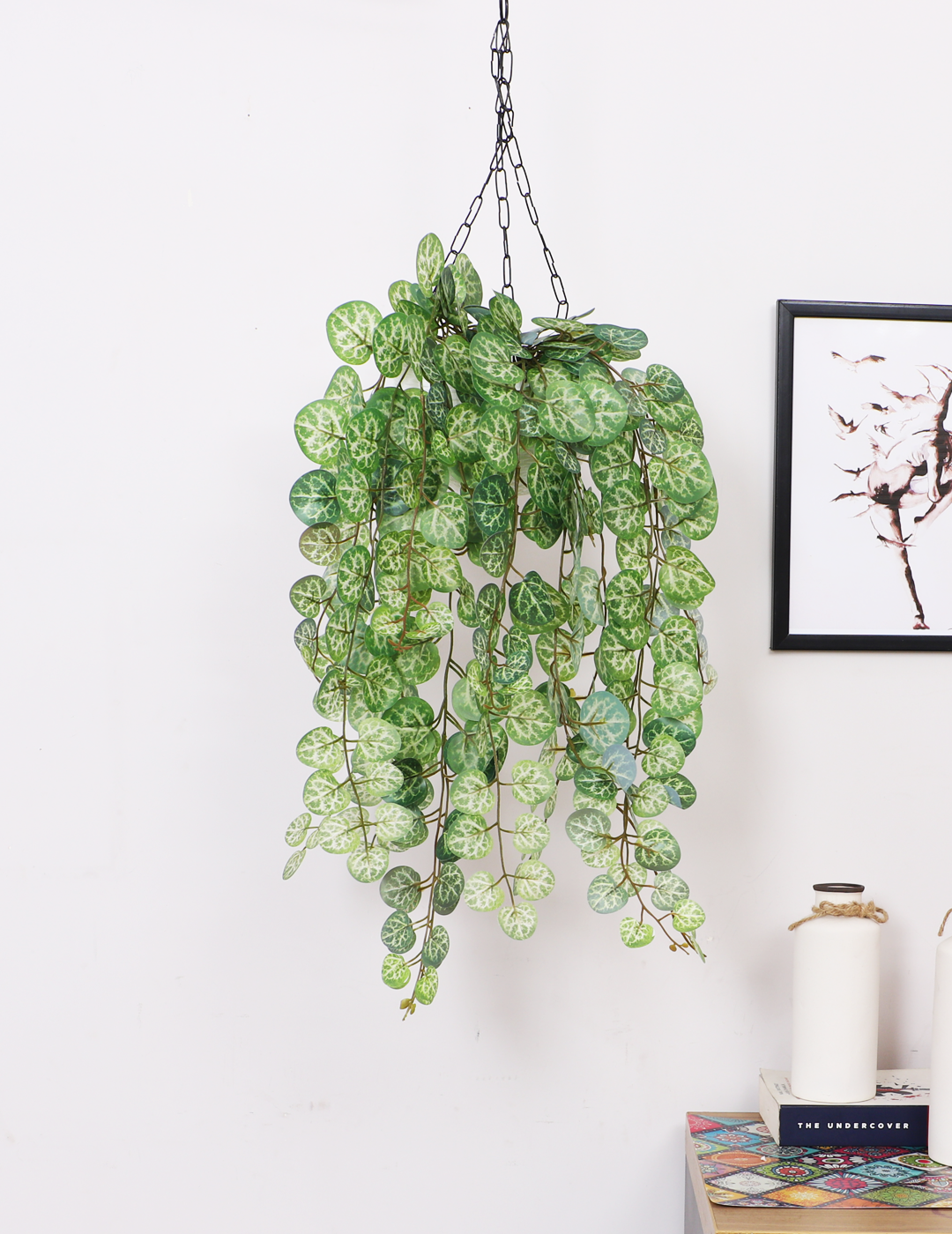 2 Feet Artificial Hanging Green Creeper Plant without Pot-Set of 2- Luxe Faux Hanging Plants for Home and Office Decor for indoor and outdoor use