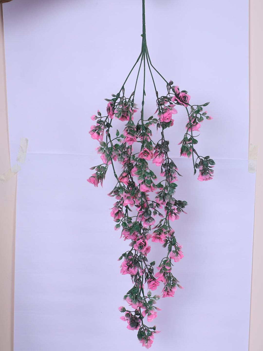 2 Feet Artificial Pink Rose Flower Hanging Plants without Pot - Pack of 2- Premium Artificial Hanging Plants for Home and Office Decor for indoor and outdoor use 