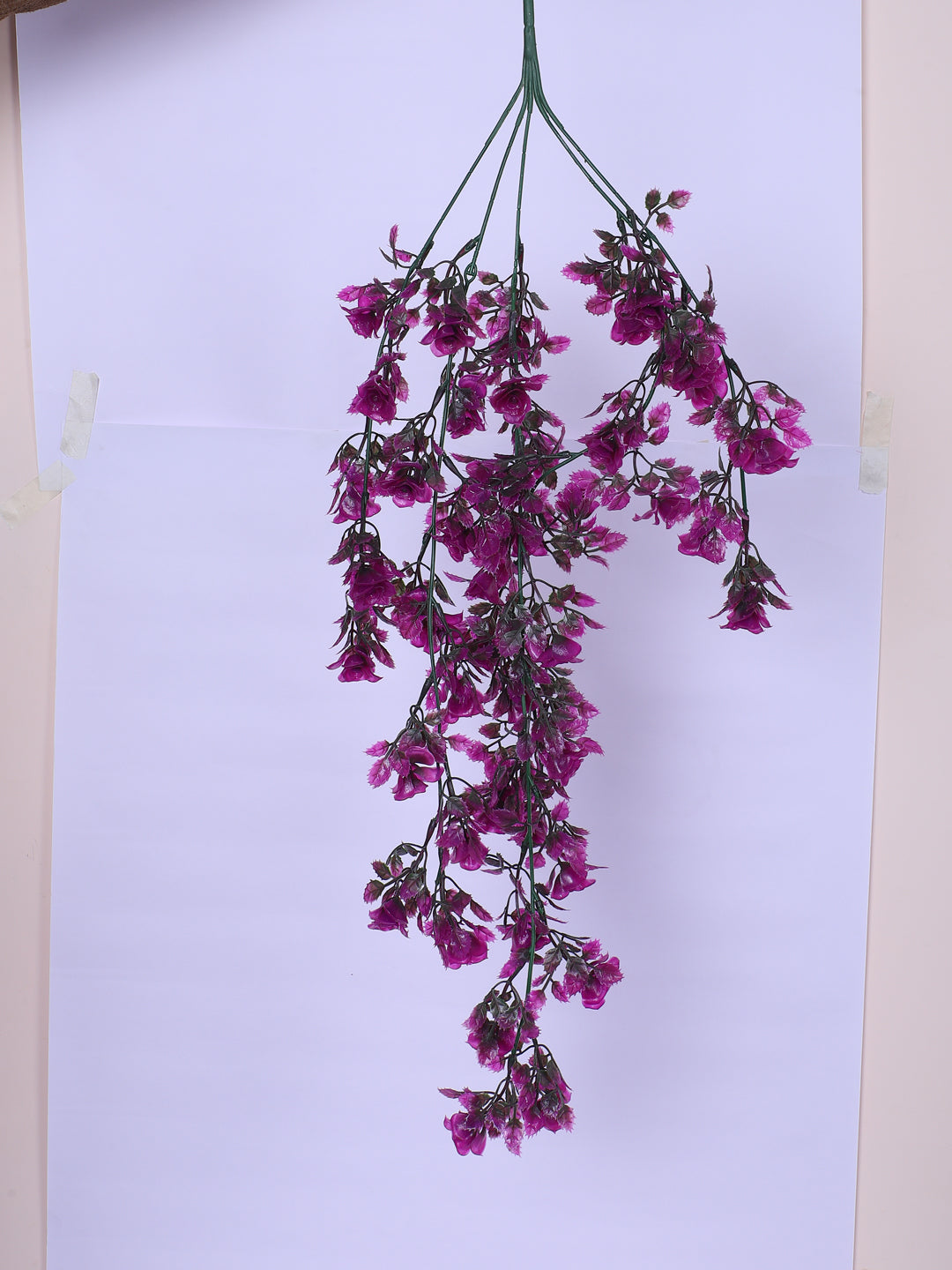 2 Feet Artificial Purple Rose Flower Hanging Plants without Pot - Pack of 2- Premium Artificial Hanging Plants for Home and Office Decor for indoor and outdoor use 