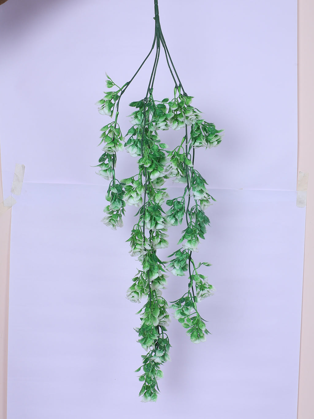 2 Feet Artificial White Rose Flower Hanging Plants without Pot - Pack of 2- Premium Artificial Hanging Plants for Home and Office Decor for indoor and outdoor use 