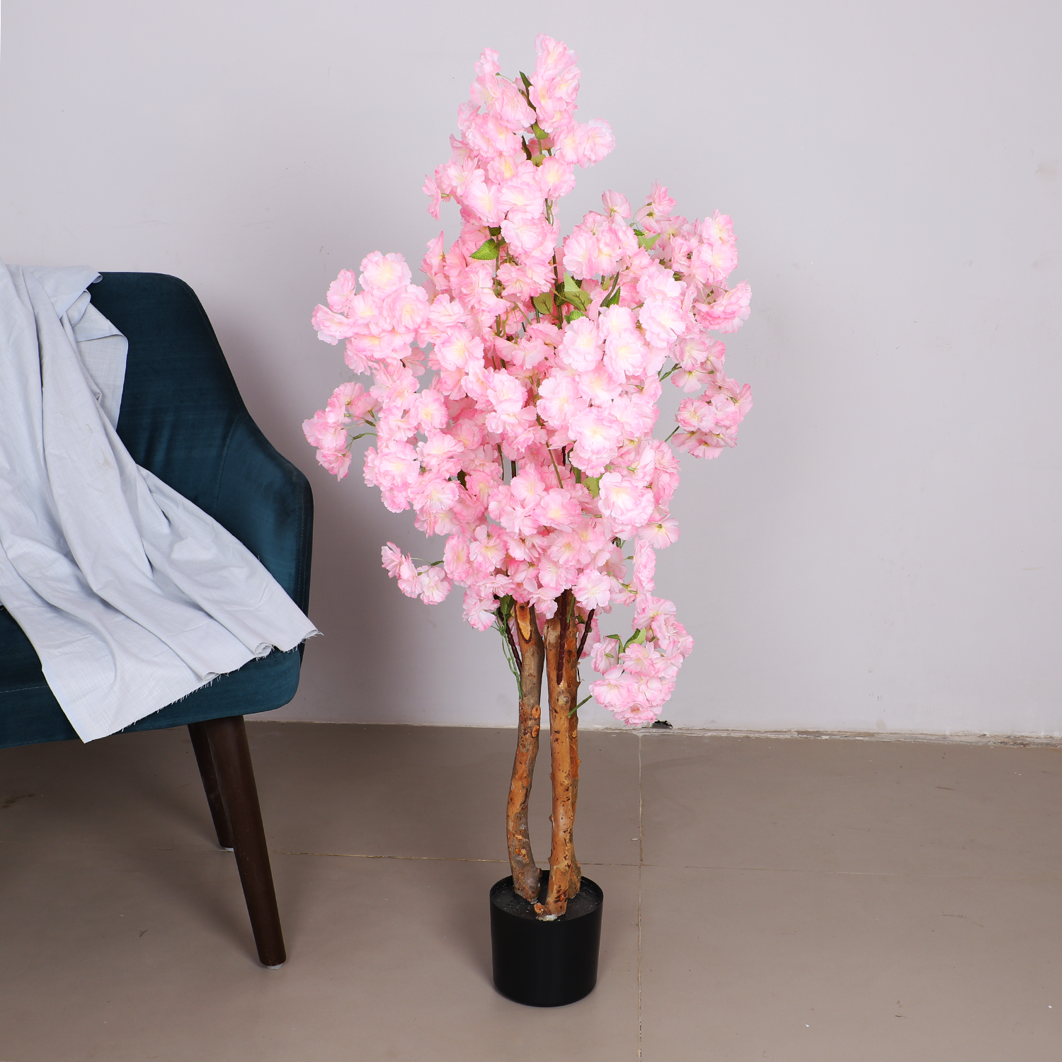 3.2 Feet Artificial Japanese Pink Cherry Blossom Flower Plant with Pot- Artificial Plant for Home Decor for outdoor and indoor use