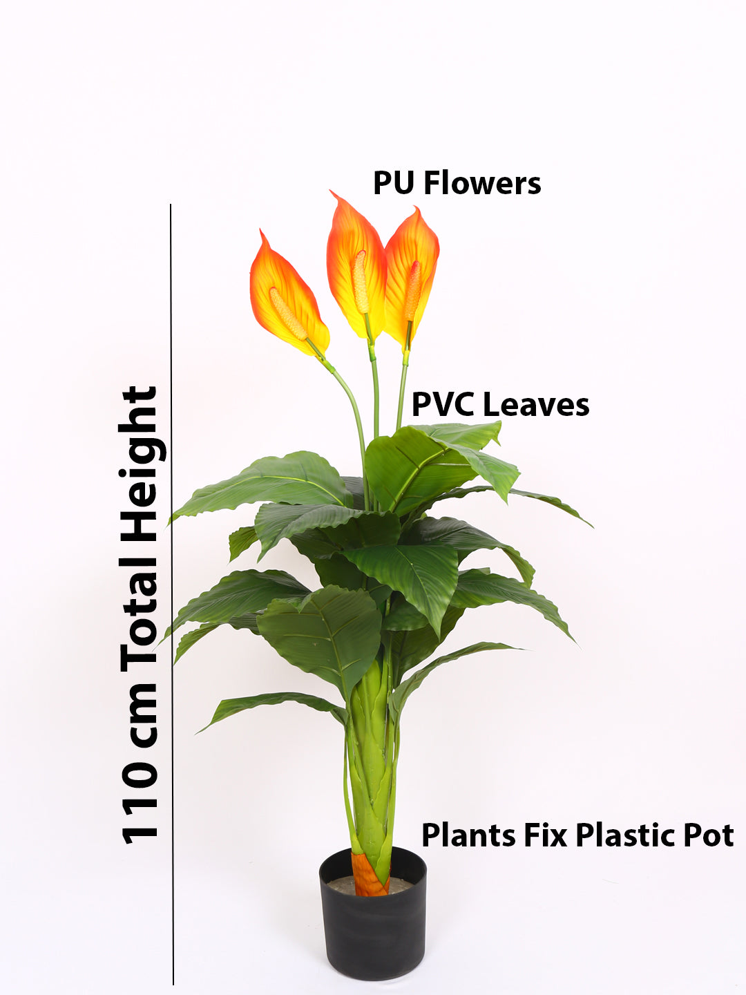 3.5 Feet Premium Faux Spathiphyllum Plant with Pot- Luxe Artificial Plant for Home and Interior Decor for indoor and outdoor use