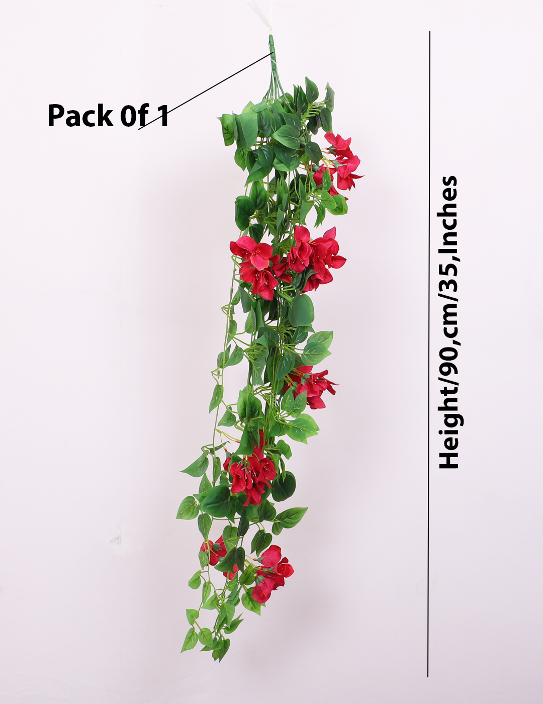 3 Feet Artificial Hanging Pink Bougainvillea Flower Hanging Plant without Pot- Set of 2- Premium Artificial Hanging Plant for Home and Office Decor for indoor and outdoor use