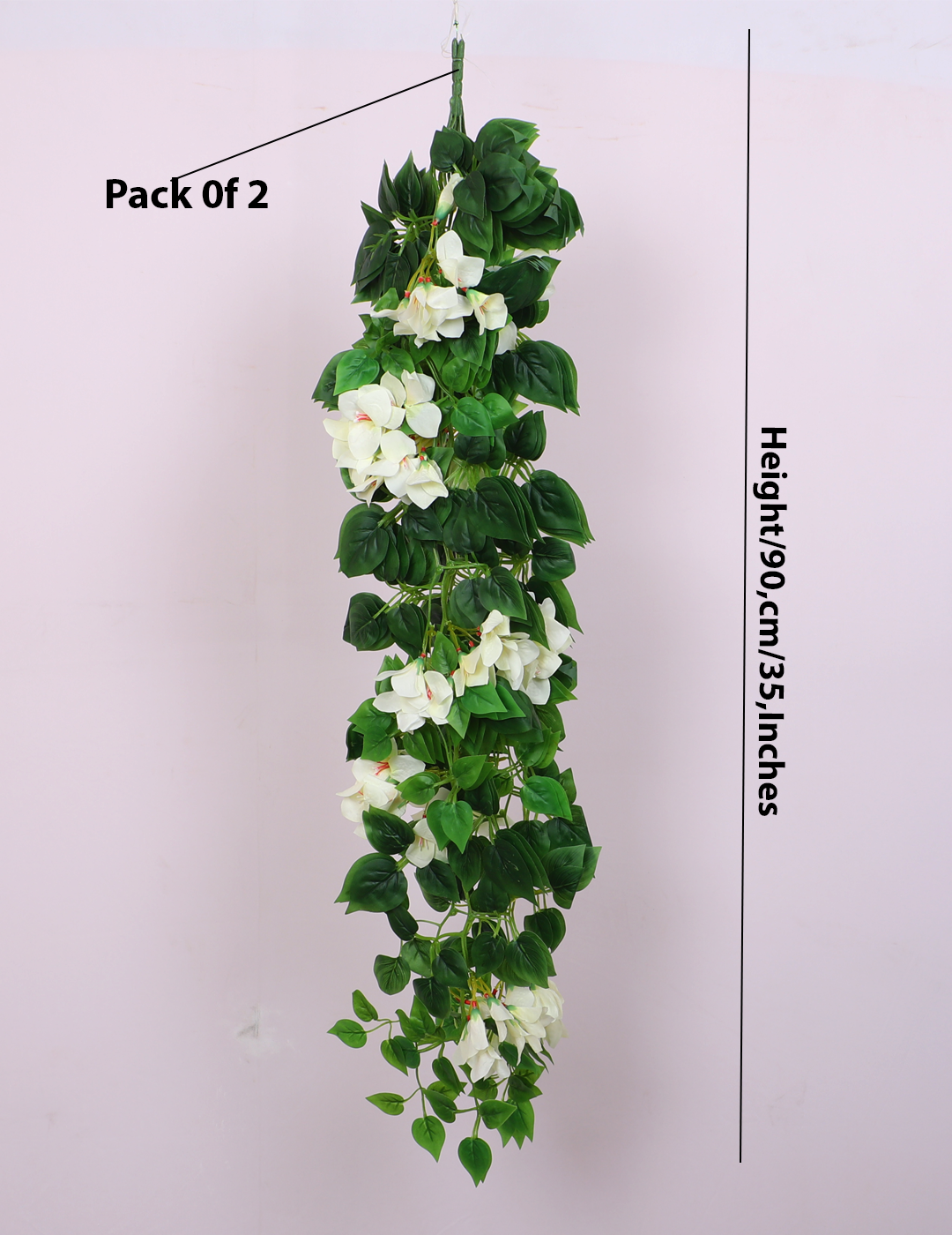 3 Feet Artificial White Bougainvillea Flower Plants without Pot- Set of 2- Luxe Faux Hanging Plant for Home and Office Decor