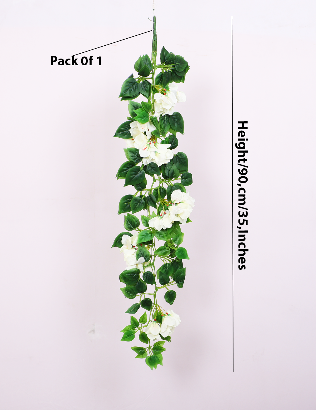 3 Feet Premium Artificial Hanging White Bougainvillea Flower Plant without Pot- Faux Artificial Hanging Plant for Home and Interior Decor