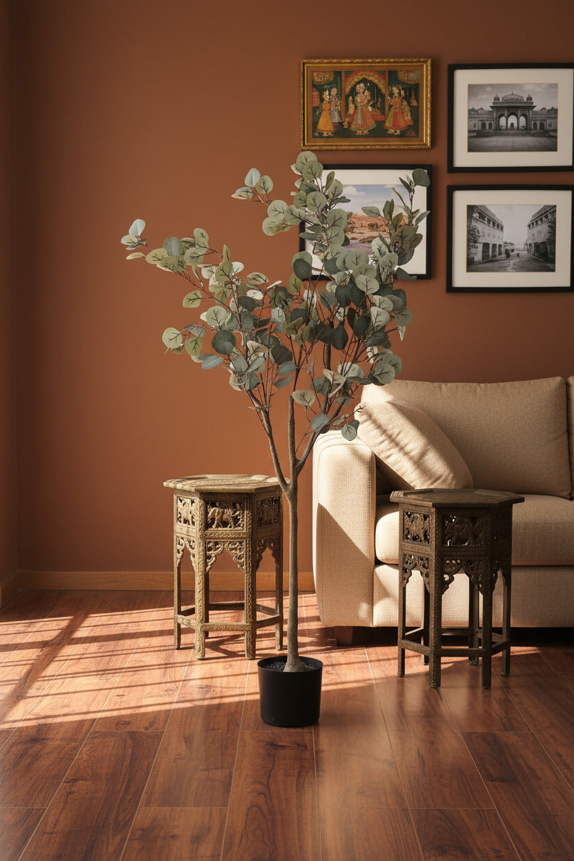 4.5 Feet Premium Artificial Eucalyptus Plant with Pot- Premium Artificial Plant for Home and Office Decor for home and office decor