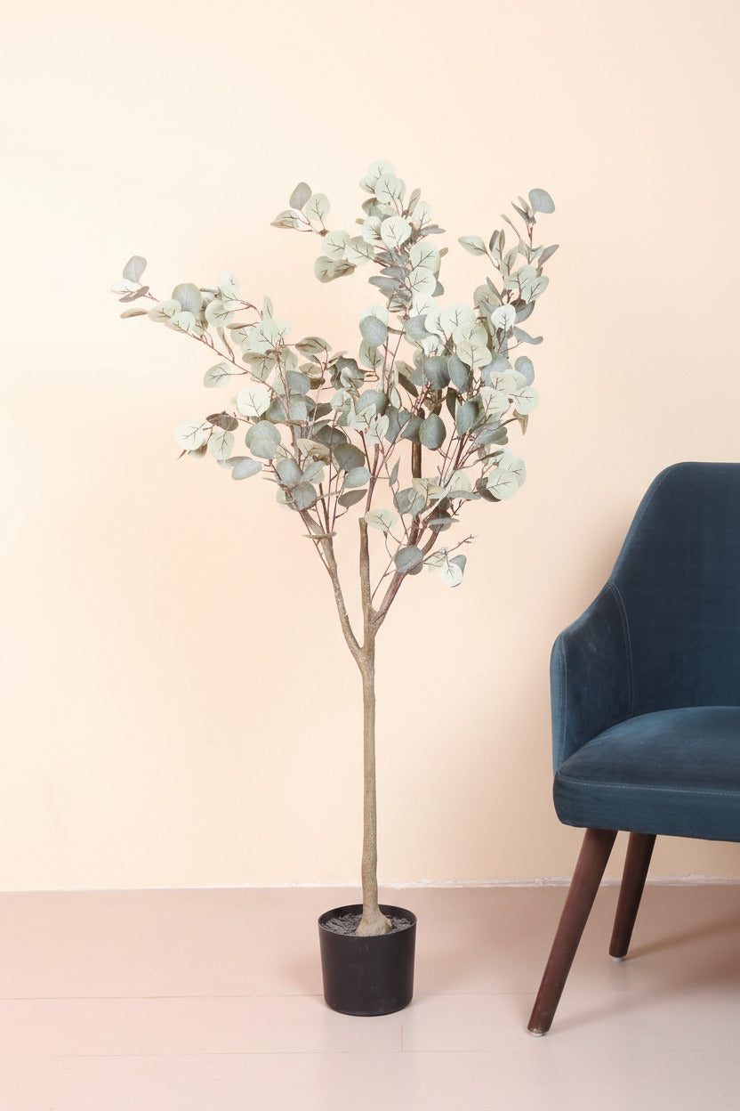 4.5 Feet Premium Artificial Eucalyptus Plant with Pot- Premium Artificial Plant for Home and Office Decor for home and office decor