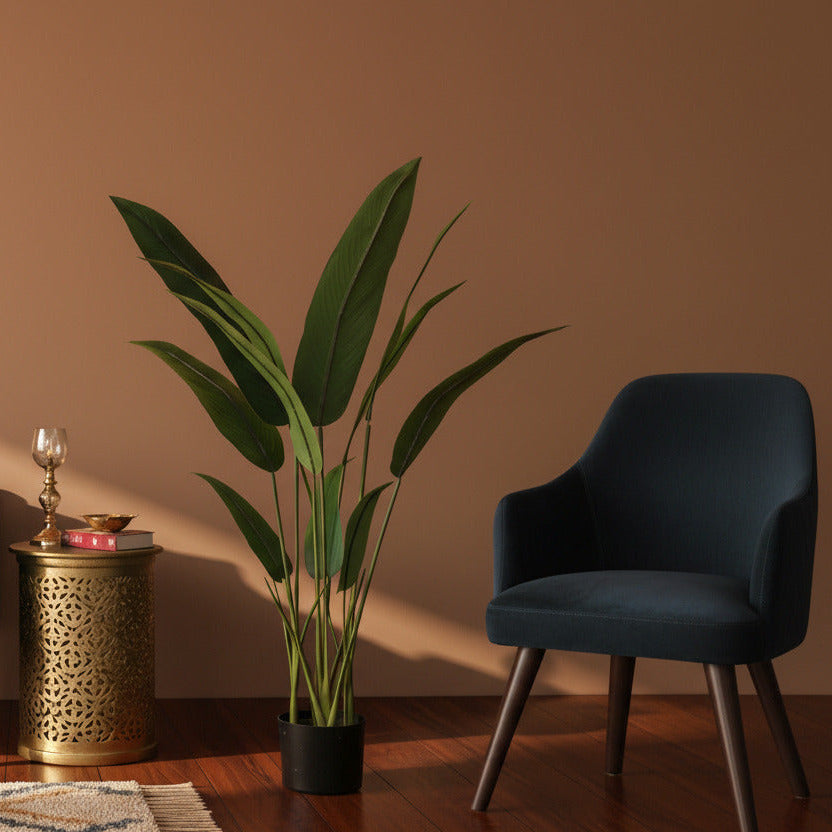 4 Feet Artificial Birds of Paradise Plant with Pot- Premium Faux Plant for Home and Interior Decor for indoor and outdoor use