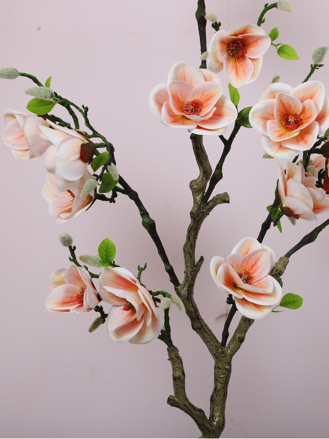 4 Feet Artificial Peach Magnolia Flower Plant with Pot- Artificial Plant for Home Decor for indoor and outdoor use 