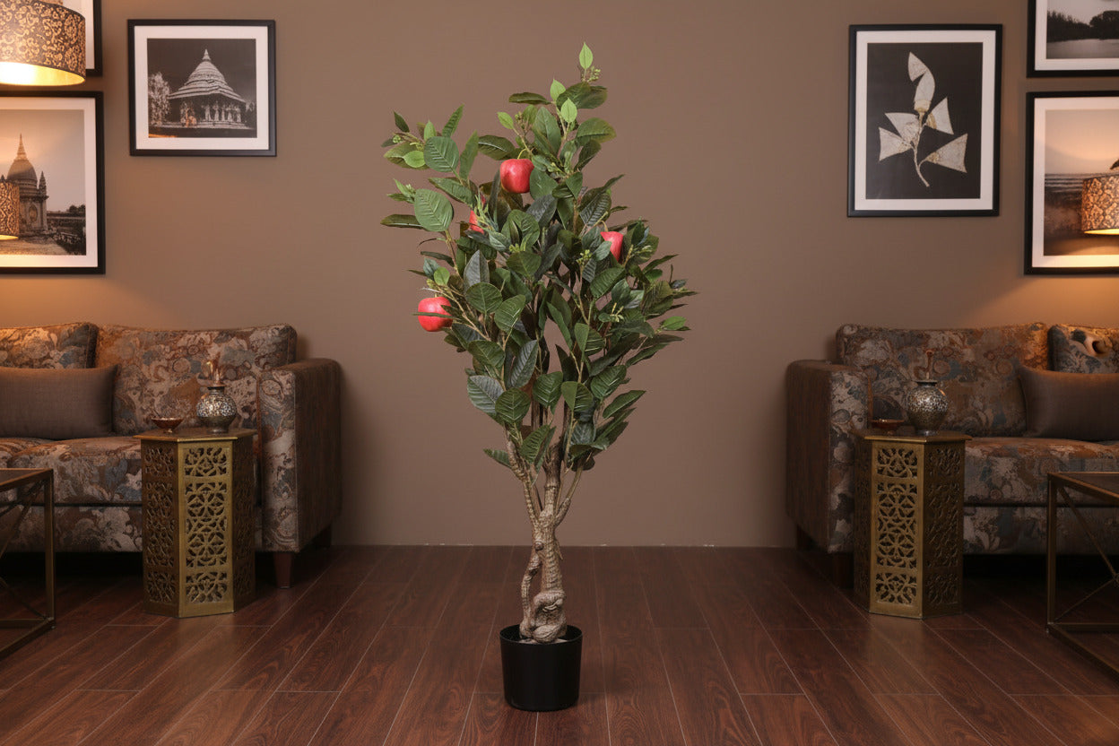 4 Feet Premium Artificial Apple Fruit Plant with Pot – Premium Artificial Plant for Home and Interior Decor for indoor and outdoor use