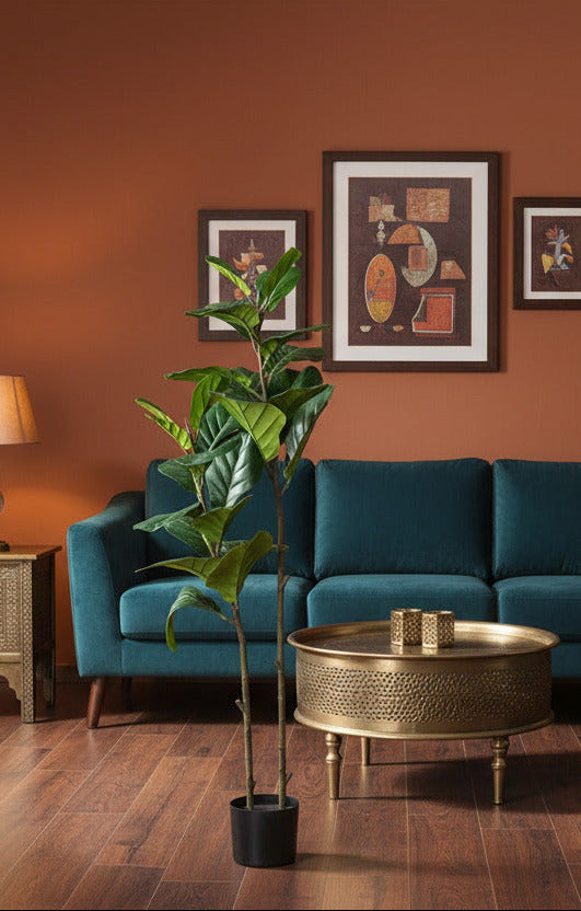 4 Feet Premium Faux Fiddle Leaf Fig Plant with Pot- Luxe Artificial Plant for Home and Office Decor for indoor and outdoor use