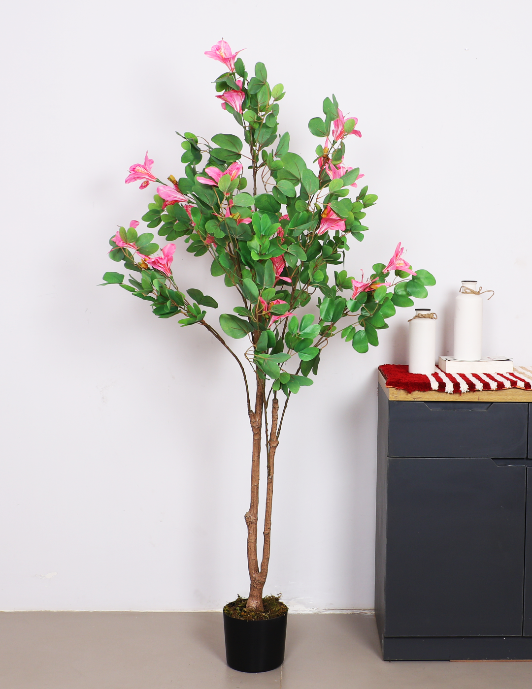 5.2 Feet Artificial Pink Magnolia Flower Plant with Pot- Artificial Plant for Home Decor for Indoor and outdoor use