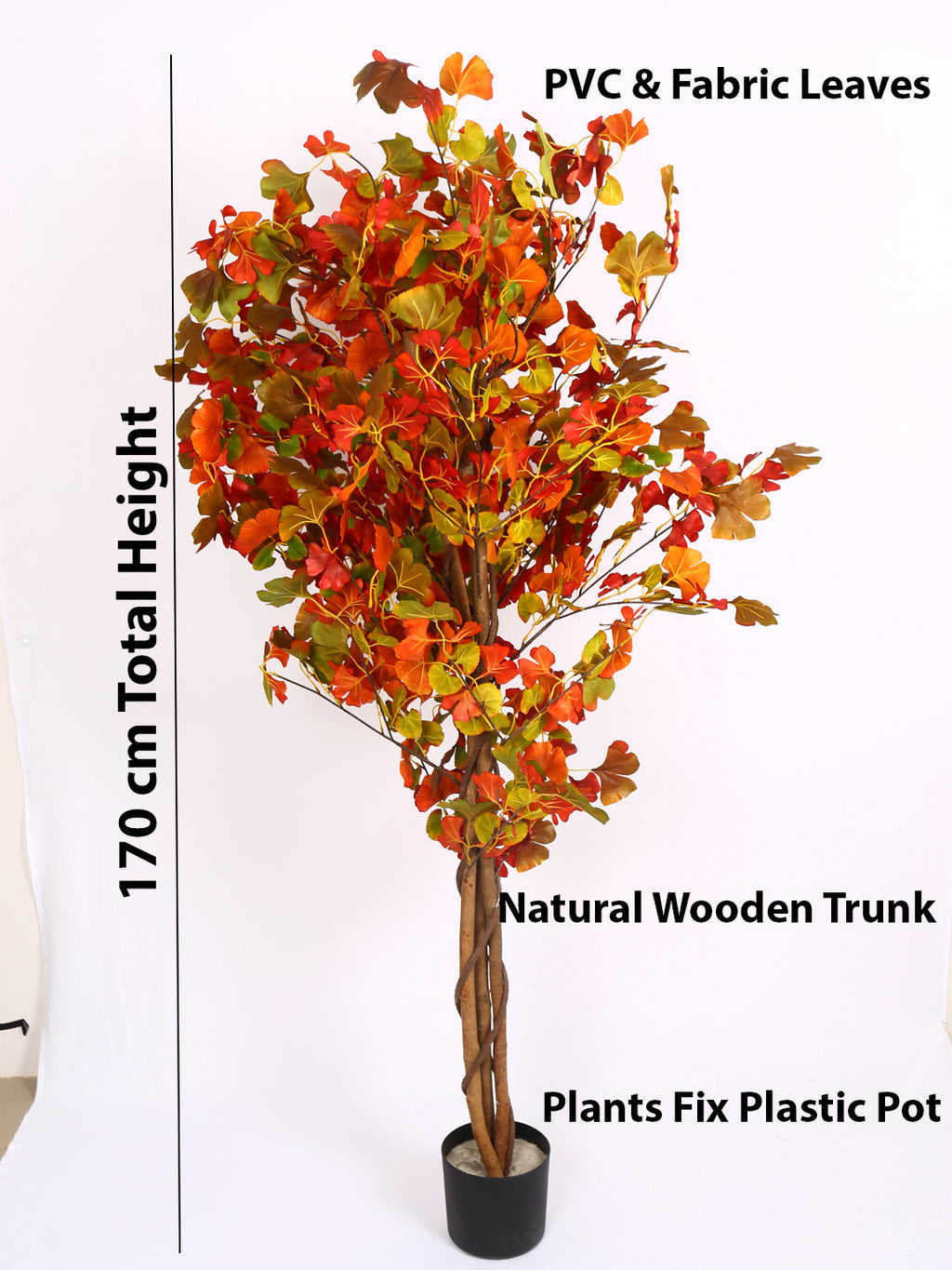 5.5 Feet Artificial Ginkgo Plant with Pot- Premium Artificial Plant for Home and Office Decor for indoor and outdoor use