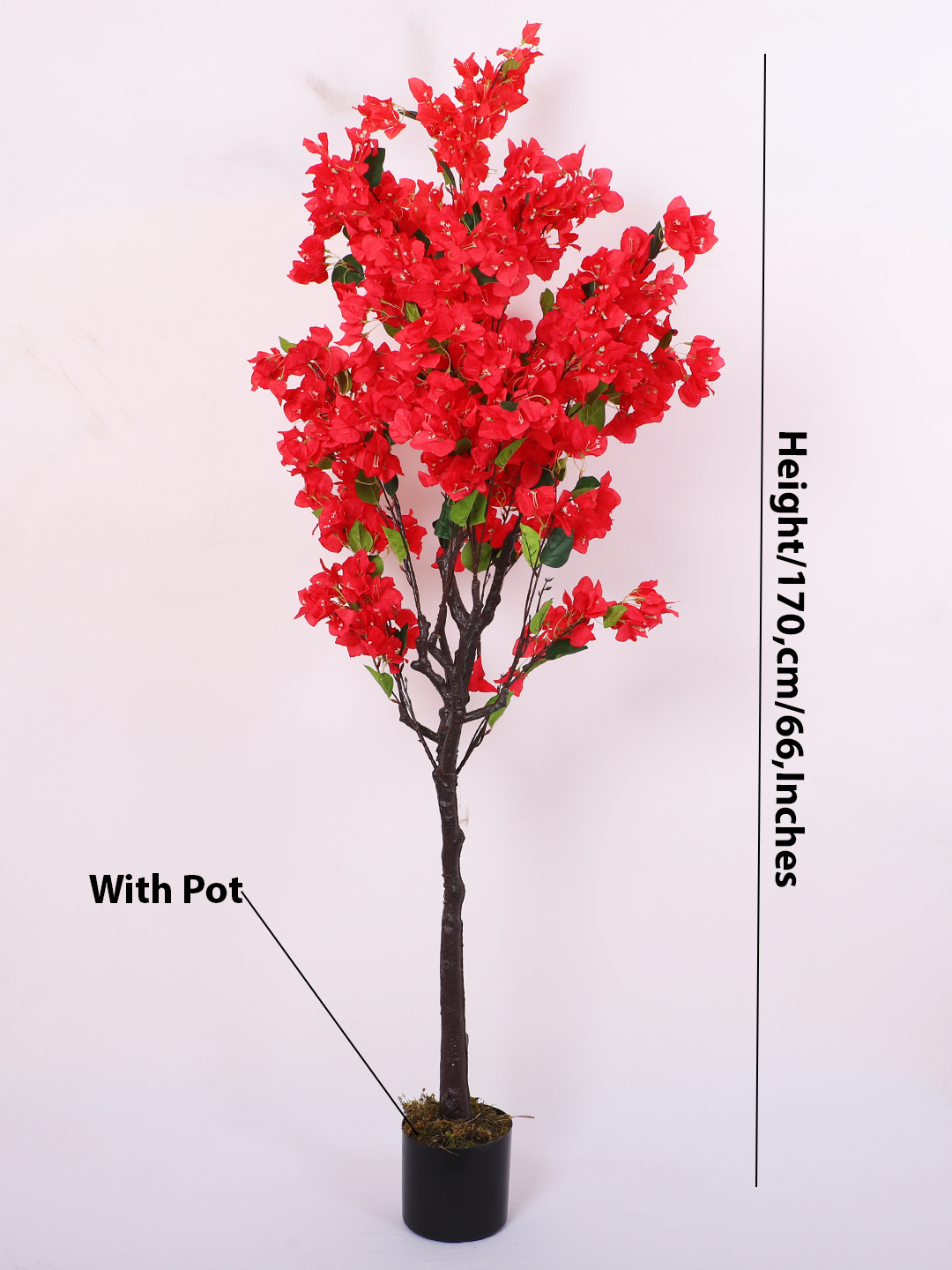 5.5 Feet Artificial Red Bougainvillea Flower Plant with Pot- Artificial Plant for Home Decor for indoor and outdoor use 