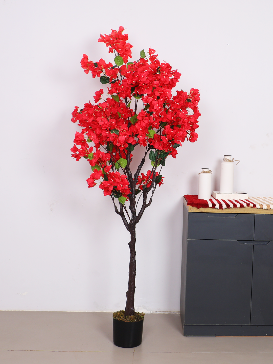 5.5 Feet Artificial Red Bougainvillea Flower Plant with Pot- Artificial Plant for Home Decor, Indoor and outdoor use