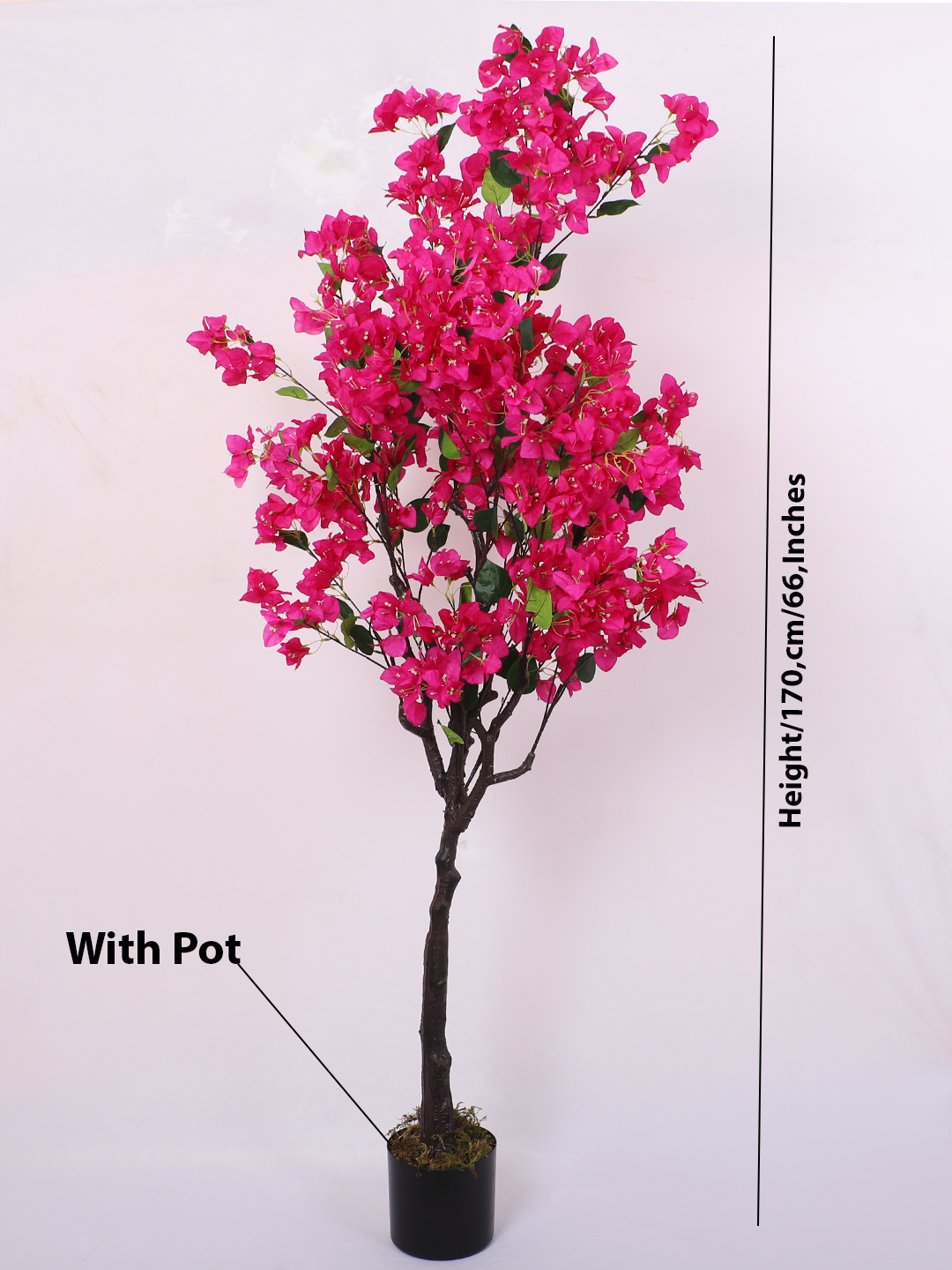 5.5 Feet Premium Artificial Dark Pink Bougainvillea Flower Plant with Pot- Artificial Plant for Home Decor for indoor and outdoor use 