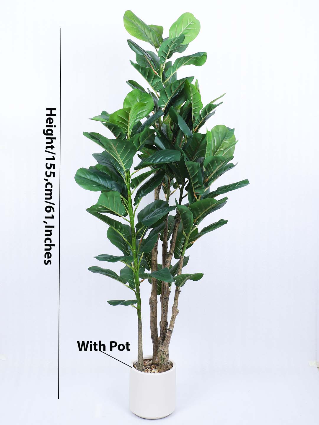 5 Feet Premium Artificial Green Fiddle Leaf Fig Potted Plant- Luxe Artificial Plant for Home and Office Decor for indoor and outdoor decor