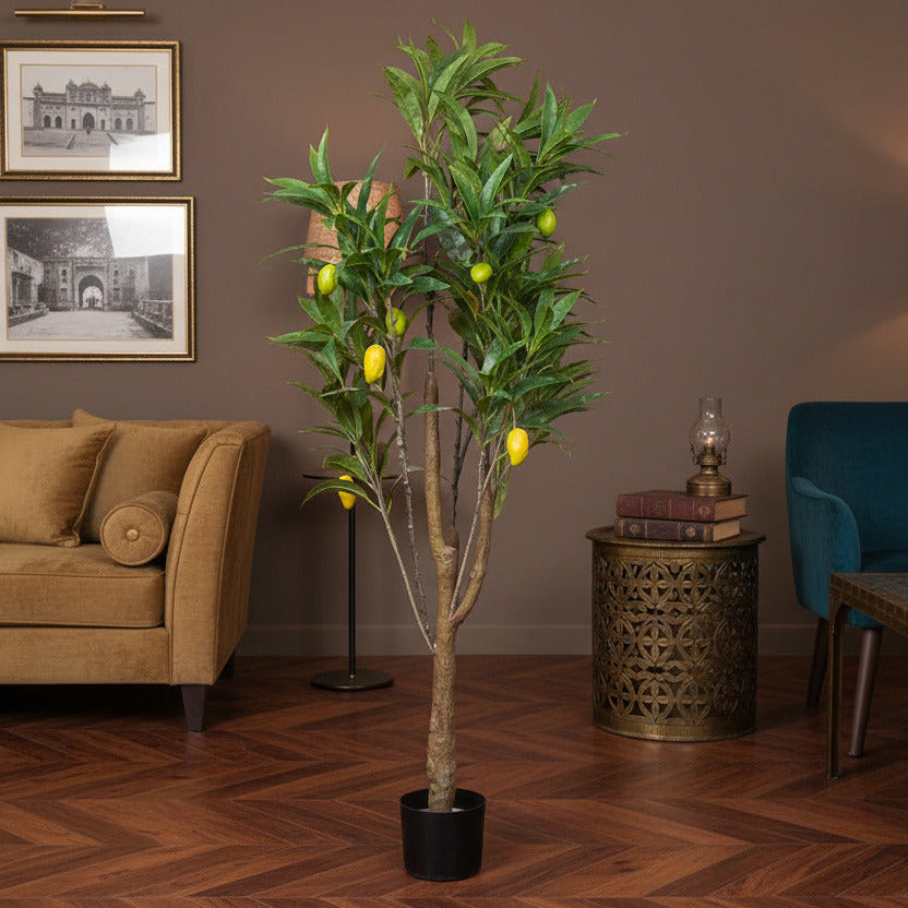 5 Feet Premium Artificial Mango Fruit Plant with Pot - Premium Artificial Plant for Home and Office Decor for indoor and outdoor use