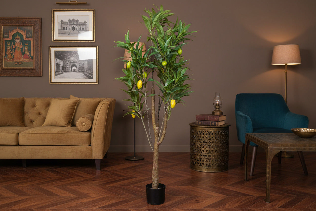 5 Feet Premium Artificial Mango Fruit Plant with Pot - Premium Artificial Plant for Home and Office Decor for indoor and outdoor use