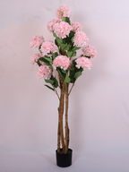 5 Feet Premium Artificial Pink Hydrangea Flower Plant with Pot- Luxe Faux Plant for Home and Interior Decor  for indoor and outdoor use 