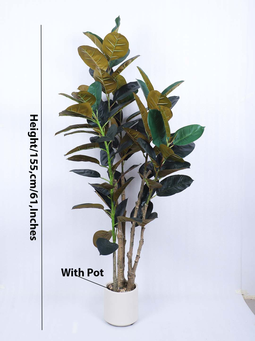 5 Feet Premium Artificial Red Fiddle Leaf Fig Potted Plant- Luxe Artificial Plant for Home and Office Decor for indoor and outdoor decor