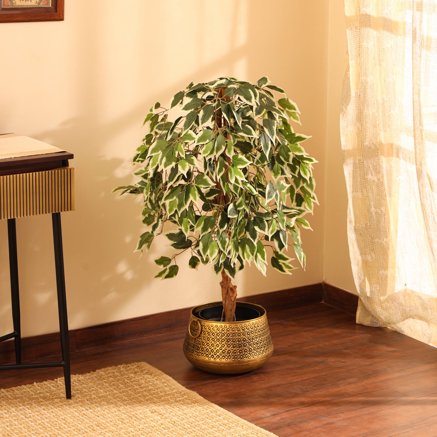 Artificial Variegated Ficus Plant – With Pot (4 Feet)
