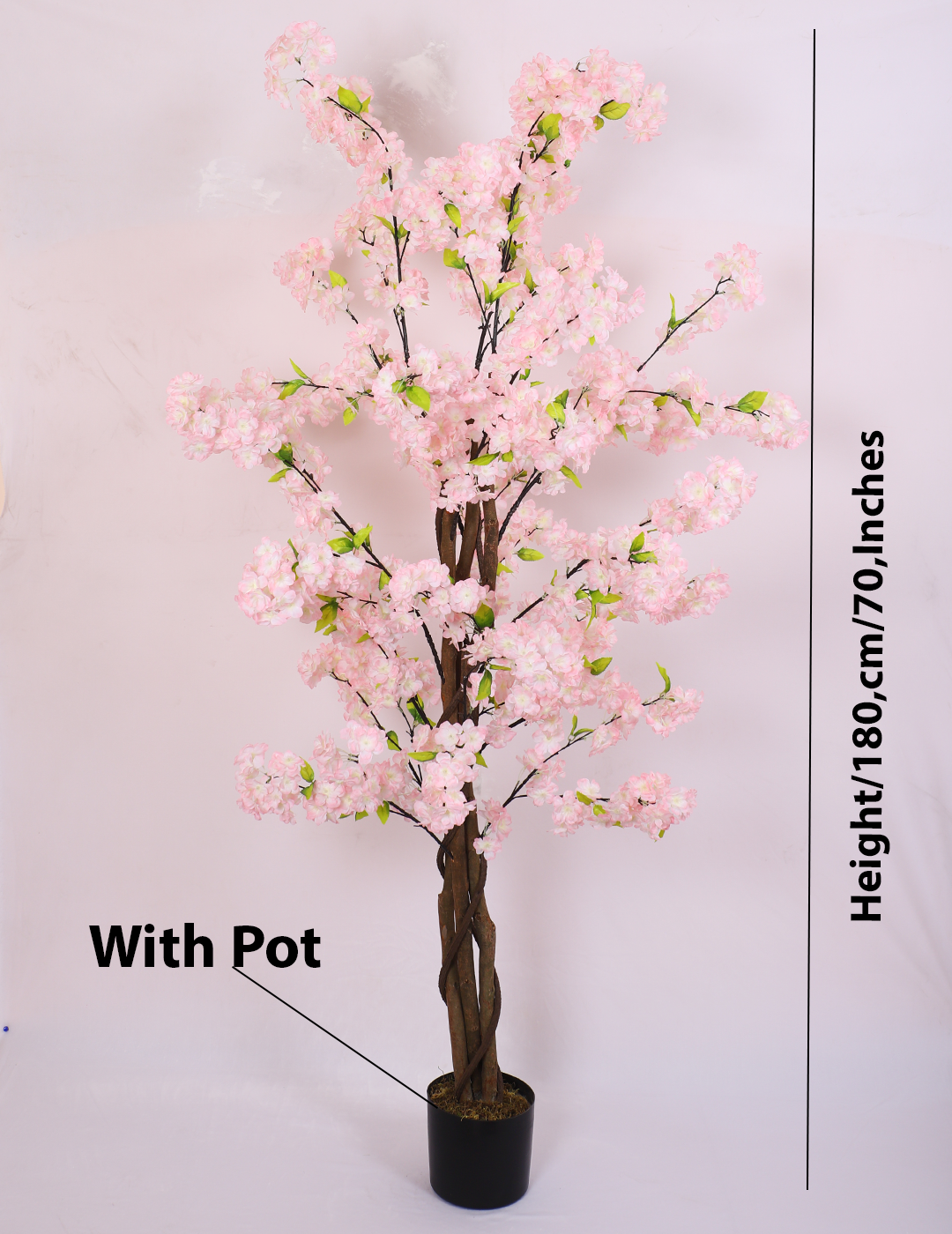 6 Feet Artificial Japanese Pastel Pink Cherry Blossom Flower Plant with Pot- Artificial Plant for Home Decor for indoor and outdoor use