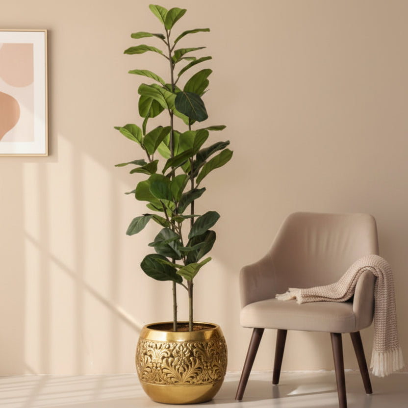 6 Feet Luxe Artificial Fiddle Leaf Fig Plant with Pot- Premium Artificial Plant for Home and Office Decor for indoor and outdoor use