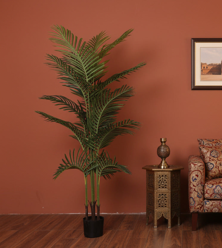 6 Feet Luxe Faux Lush Green Areca Palm Plant with Pot- Luxe Faux Plant for Interior Decor for indoor and outdoor use