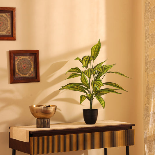 Artificial Yellow Croton – Without Pot (2 Feet, 26 Leaves, Set of 2)