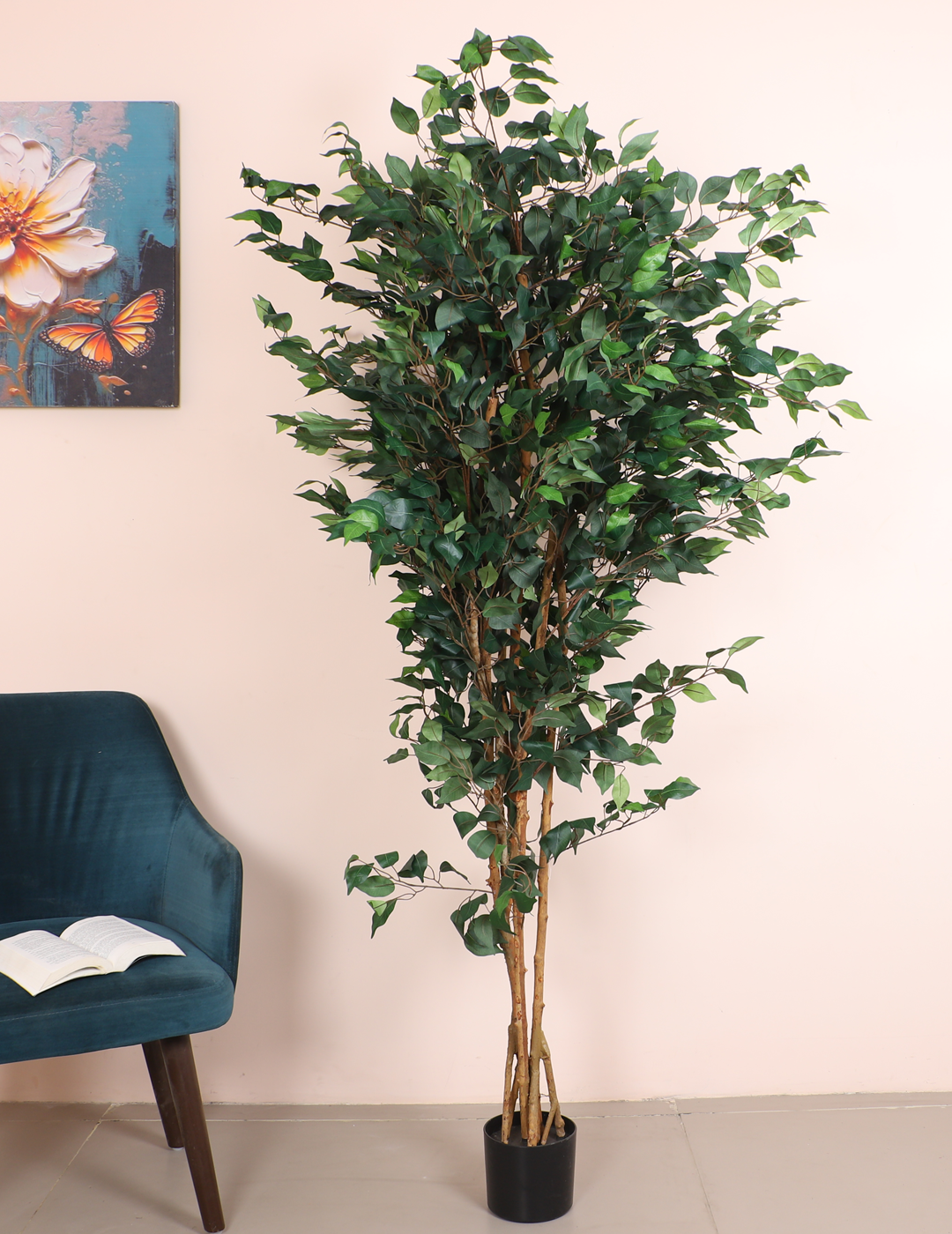 Tall faux plant ficus with pot 7 feet for indoor and outdoor decor