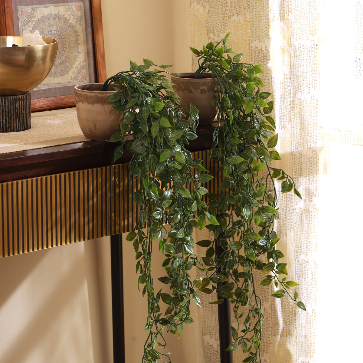 Artificial Hanging Potted Plant (3 Feet, Set of 2)