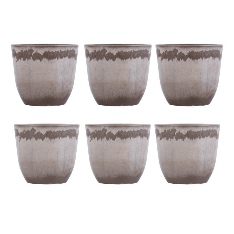 Set of 6 Taupe FRP Pots (0.5 Feet)