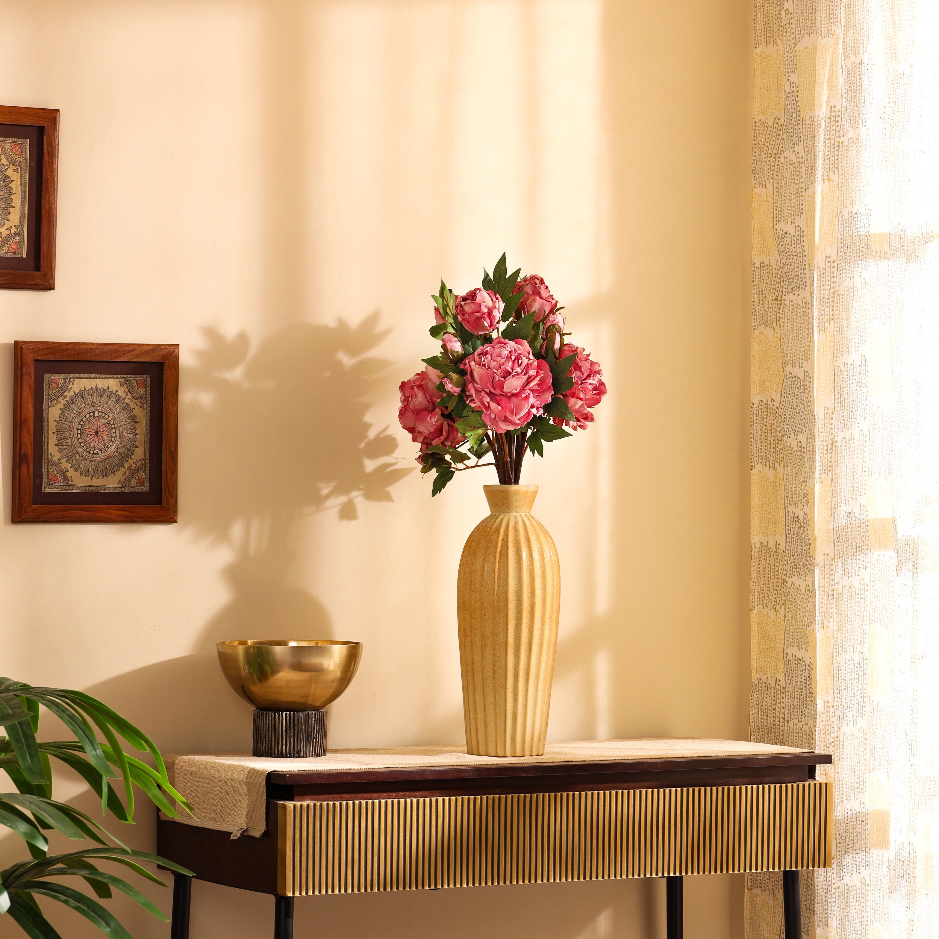 1 Foot Artificial Purple Peony Flower Spray- Premium Faux Flowers for Home Decor