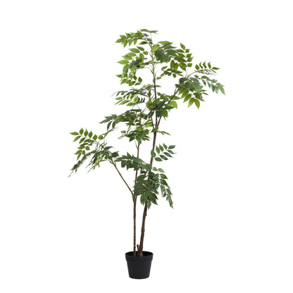 Bushy Artificial Plant – With Pot (5 Feet, Autumn Red)