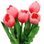 Premium 1.5 Feet Artificial Pink Tulip Flower Sticks Set of 5- Faux Flowers for Home and Interior Decor