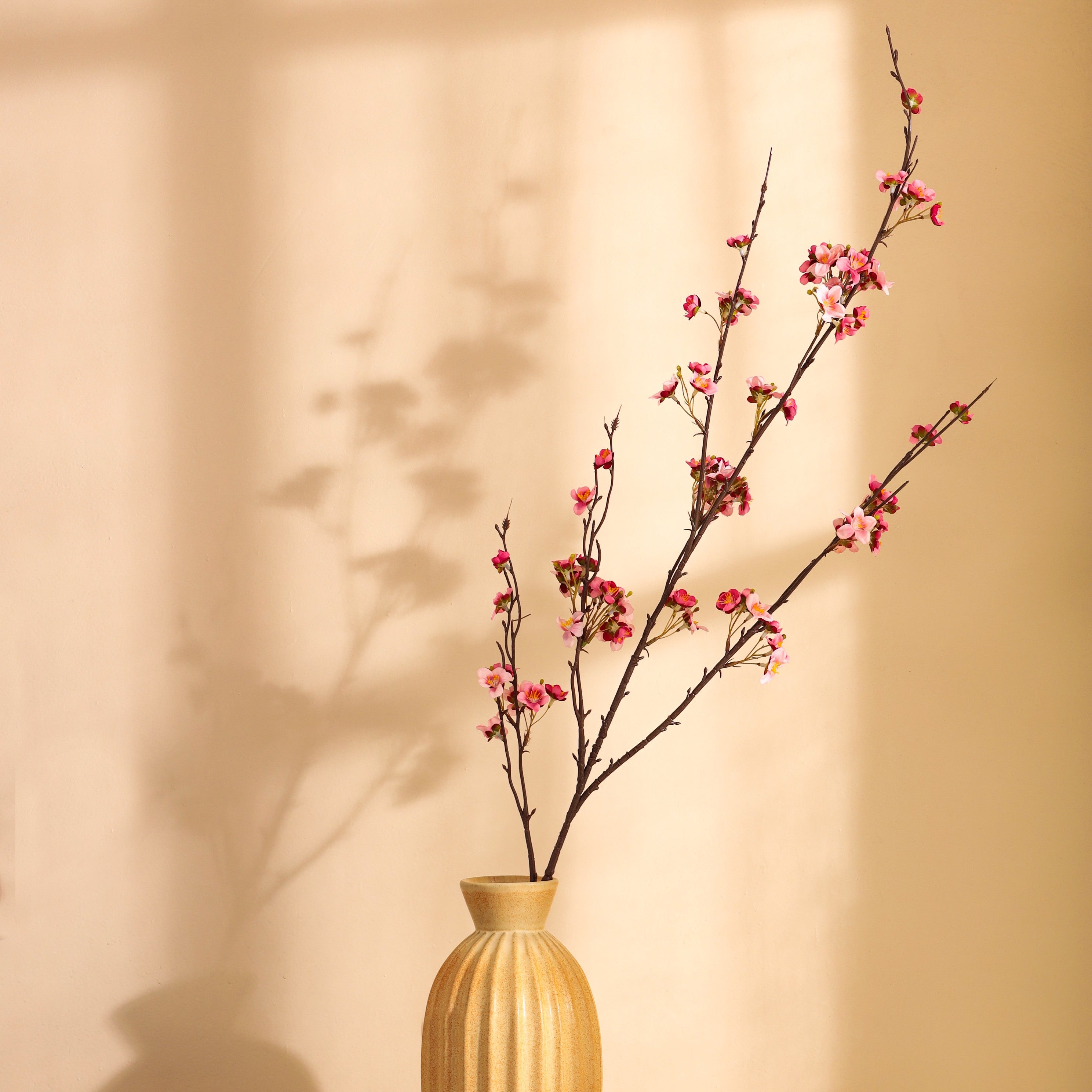4 Feet Artificial Pink Cherry Blossom Flower Stick- Artificial Flowers for Home and Interior Decor