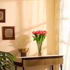 Premium 1.5 Feet Artificial Pink Tulip Flower Sticks Set of 5- Faux Flowers for Home and Interior Decor