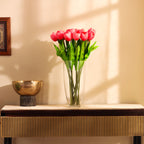 Premium 1.5 Feet Artificial Pink Tulip Flower Sticks Set of 5- Faux Flowers for Home and Interior Decor