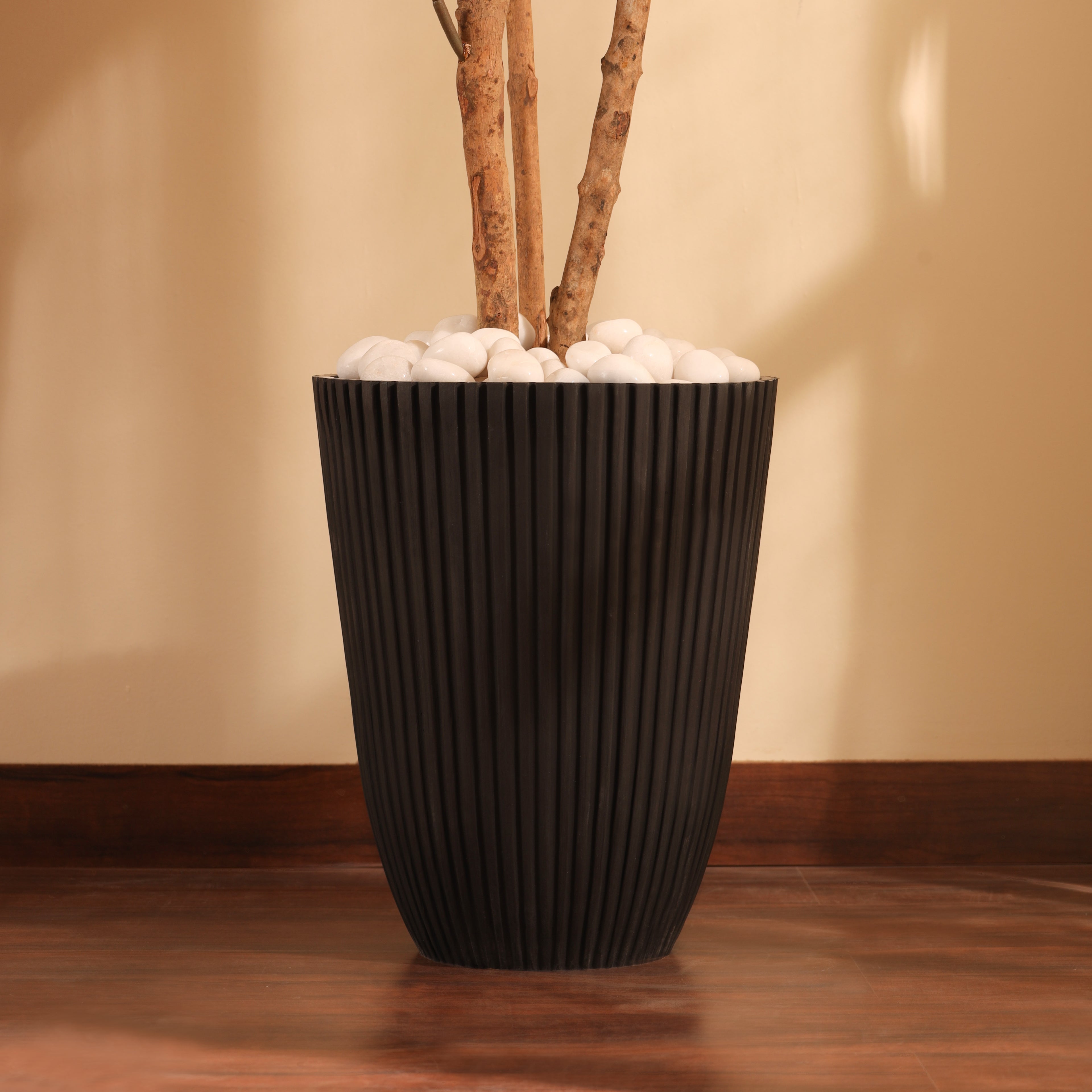 Ribbed Charcoal Planter (1.25 Feet)