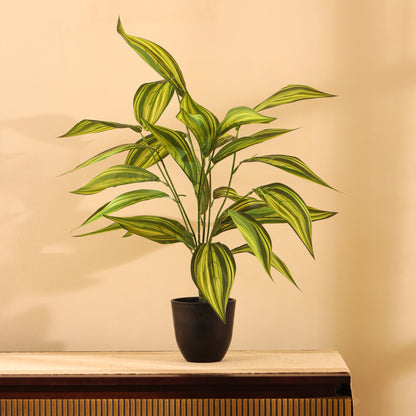 Artificial Potted Yellow Croton – With Pot (2 Feet, 26 Leaves)