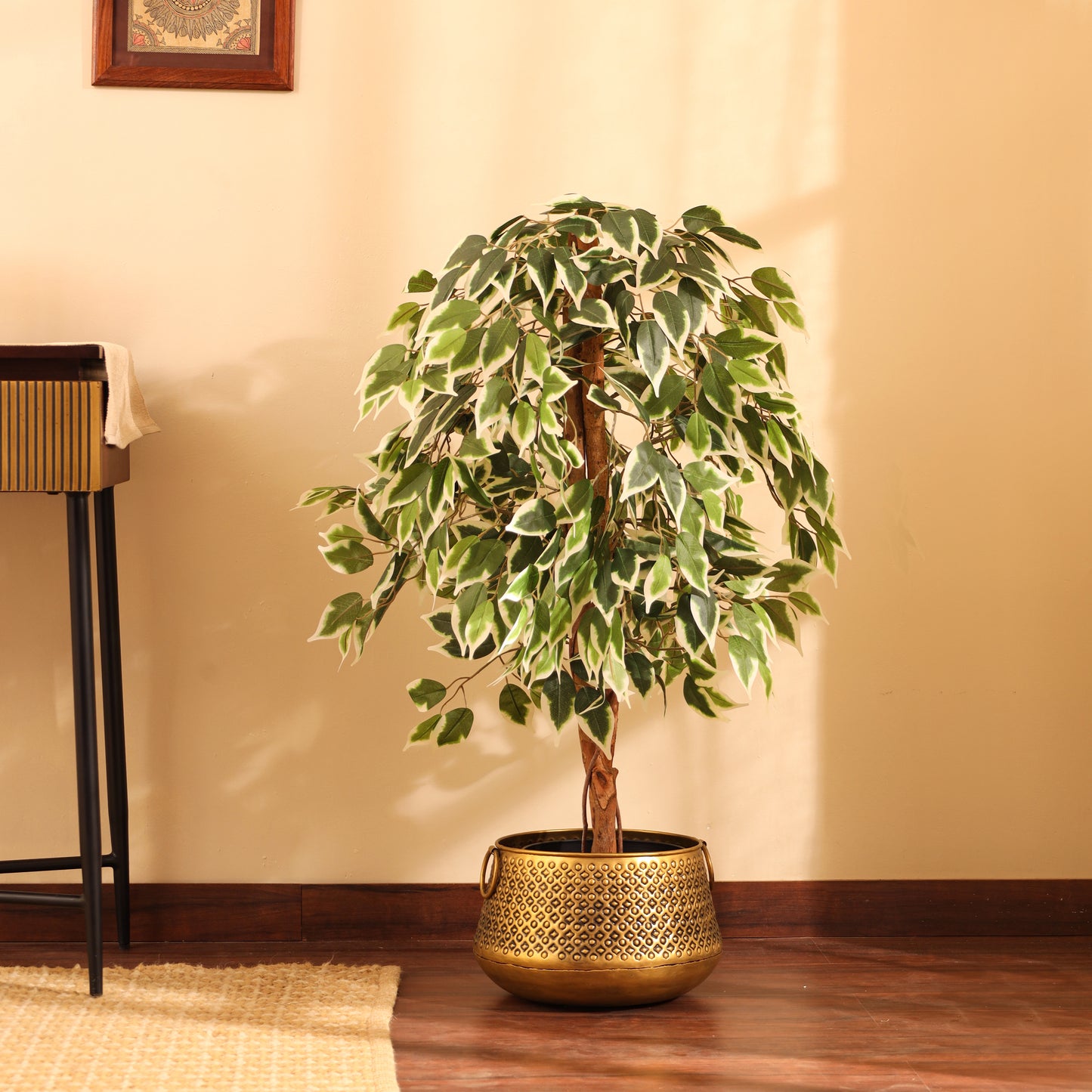 Artificial Variegated Ficus Plant – With Pot (4 Feet)