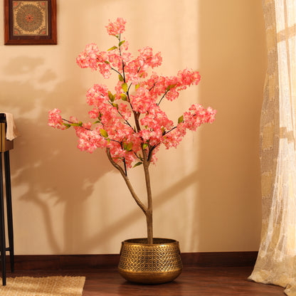 Artificial Dark Pink Cherry Blossom Tree for Home Décor – Realistic Indoor Plant (With Pot, 130 cm)