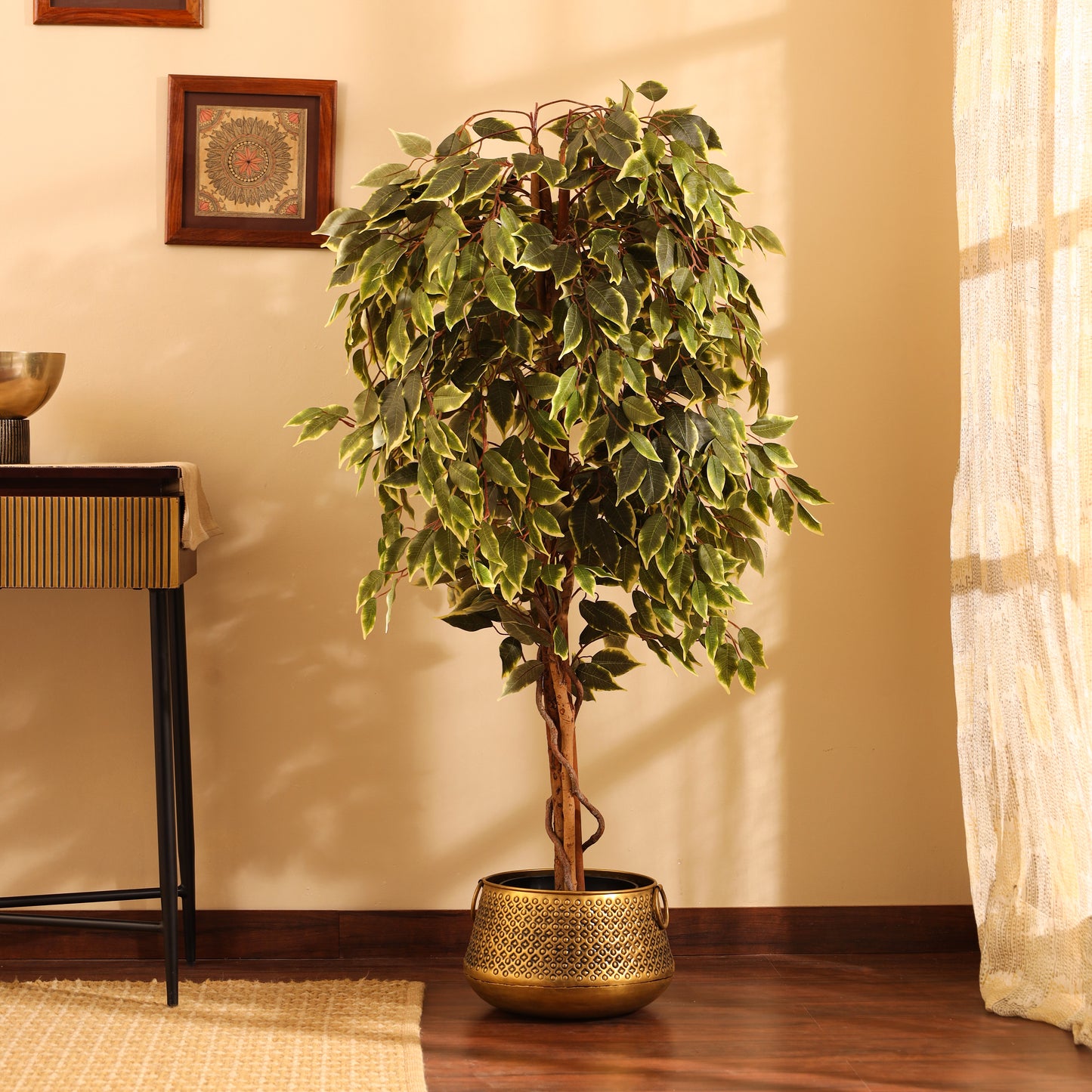 Artificial Variegated Ficus Plant – With Pot (5 Feet)