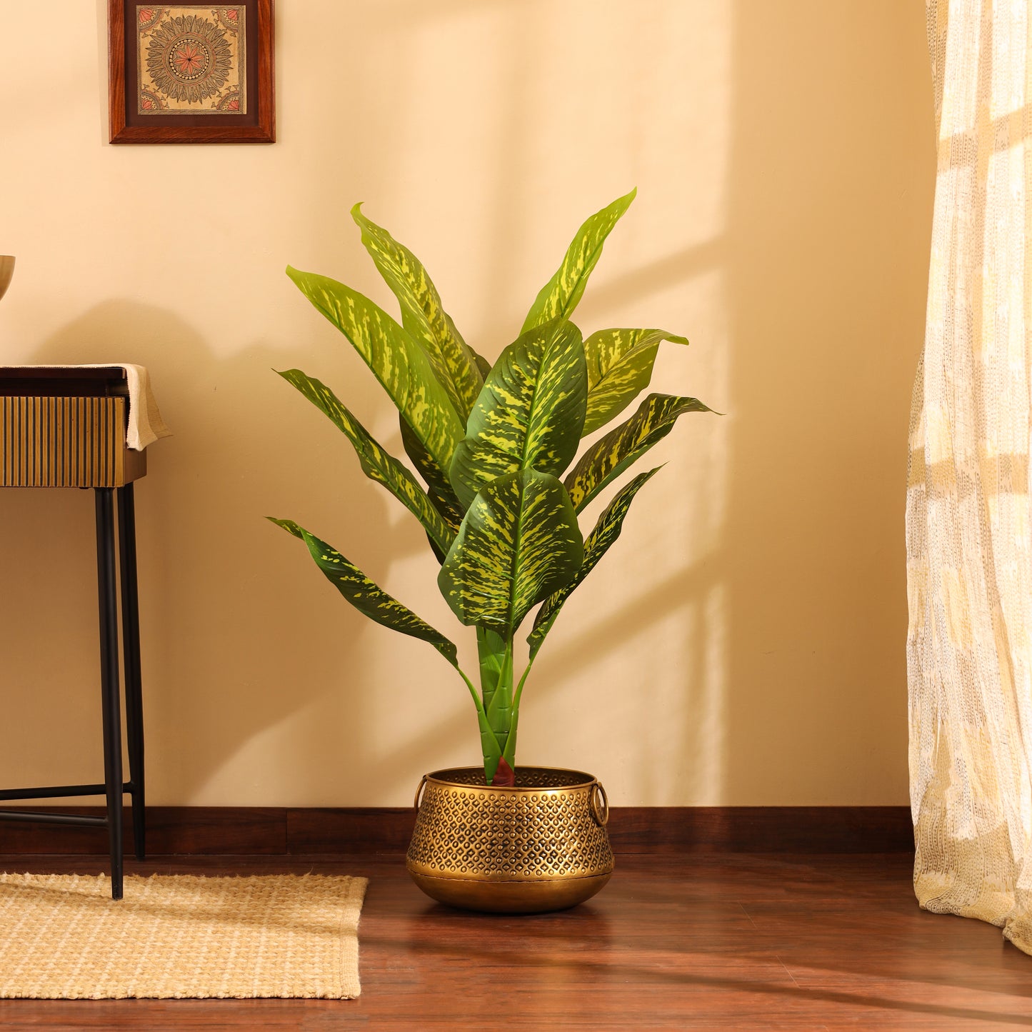 Artificial Dieffenbachia Plant for Home Décor – Realistic Indoor Plant (With Pot, 3 Feet)