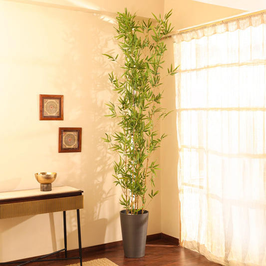 Artificial Bamboo Plant - Set of 5 Sticks – With Pot (8 Feet)